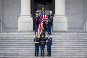 Military honor guard for George HW Bush's coffin