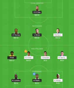 PSG vs Manchester United UCL Round of 16 fantasy team