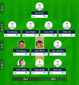 English One Day Cup - Essex vs Sussex Fantasy Team