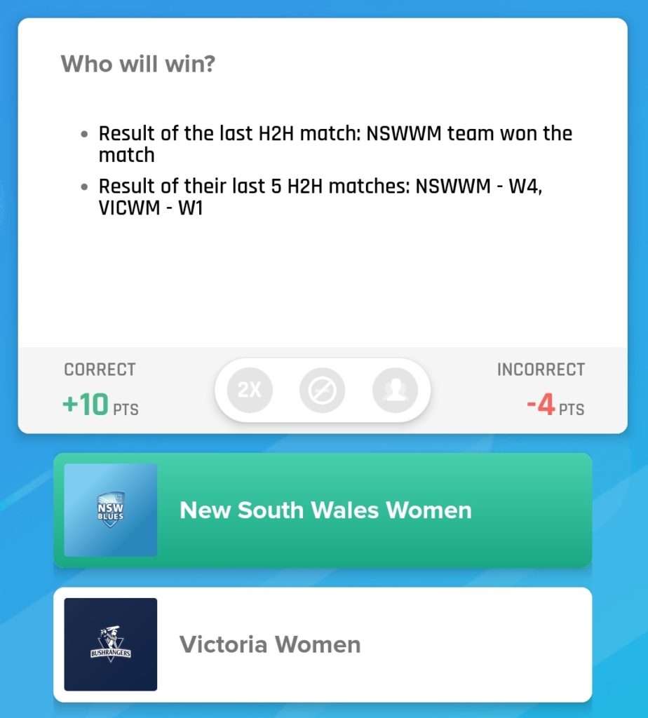 Aussie Womens ODD 2019 Match 7 - NSW-W vs VCT-W Nostragamus Pick