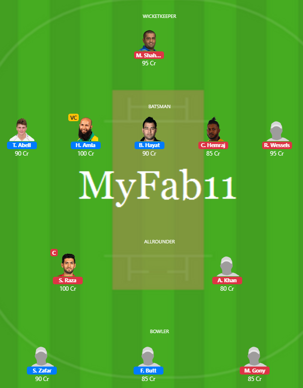 Qatar T10 2019 - FAL vs HEA Fantasy Team