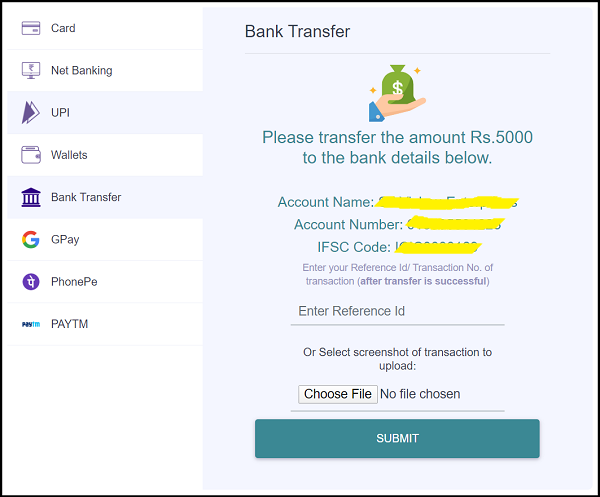 Choose method to deposit on BetStar Exch
