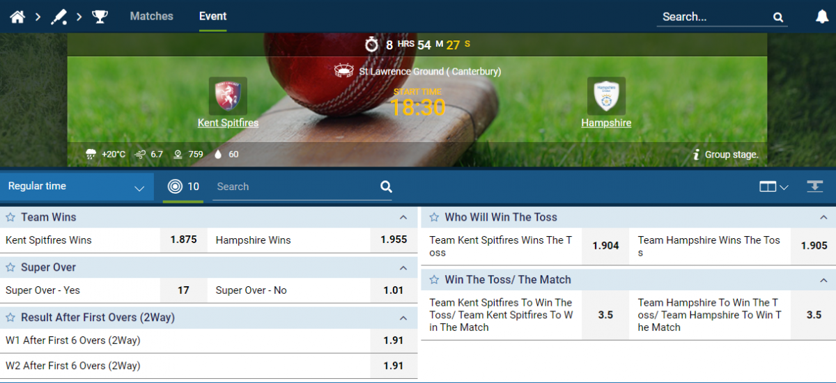 Kent vs Hampshire T20 Blast 2020 Betting