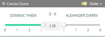 Dominic Thiem vs Alexander Zverev betting