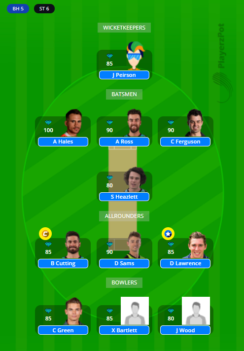 THU vs HEA Dream11 Team - BBL 2020/21