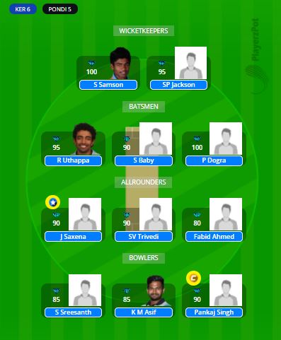 KER vs PUD Dream11 Team - SMA Trophy 2021