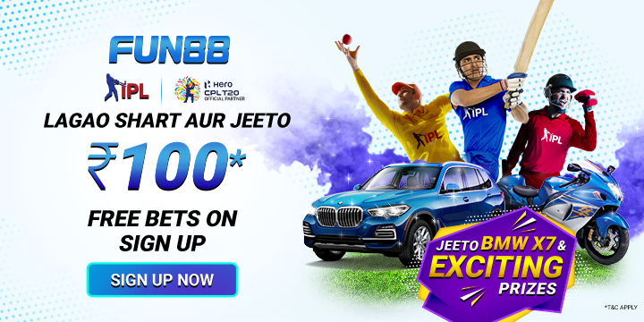IPL 2021 - Rs.100 Free Bet for New Fun88 Users!