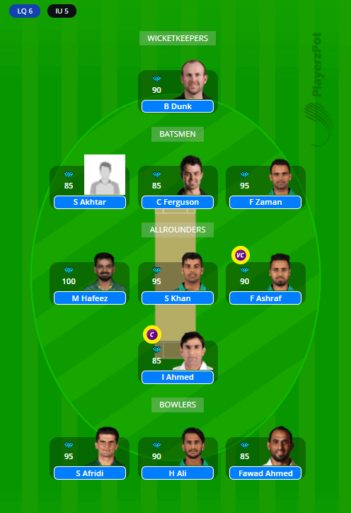 LAH vs ISL Dream11 Team - PSL 2021