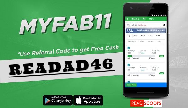 Rs.50 FREE To Play Fantasy Cricket on MyFab11 (No Deposit)