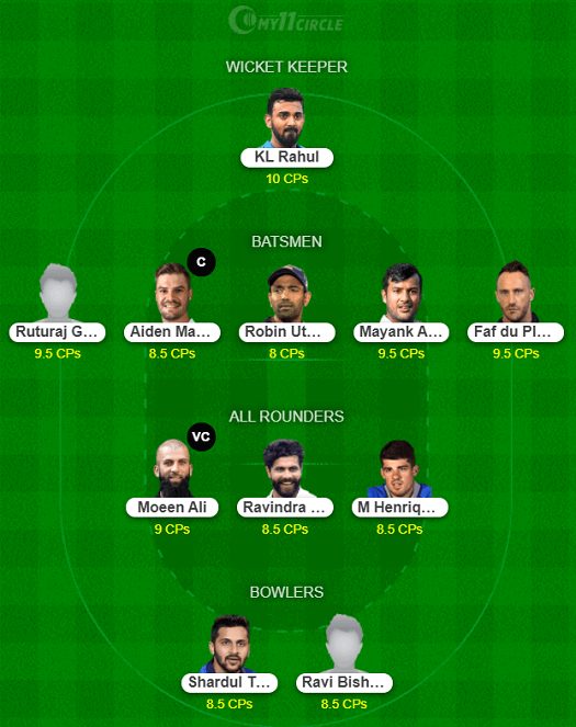 CSK vs PBKS Dream11 Team - IPL 2021