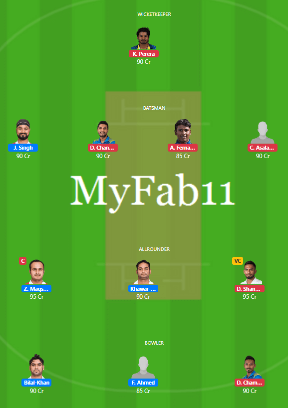 OMN vs SL MyFab11 Team - 1st T20I 2021