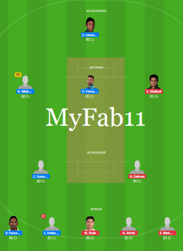 SL-A vs PKS Dream11 Team - 1st Unofficial Test 2021