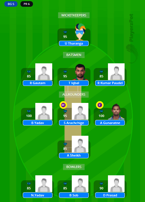 PR vs BG Dream11 Team - Everest T20 2021 Qualifier