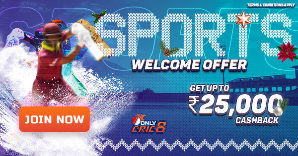 Now Get ₹25,000 OnlyCric8 Sports Cashback