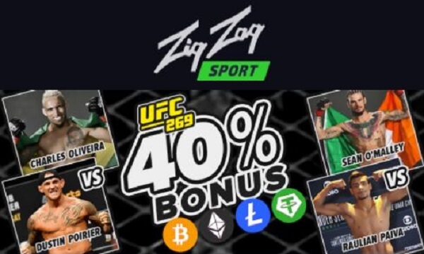 UFC 269 Bonus - 40% on Next Deposit on ZigZag