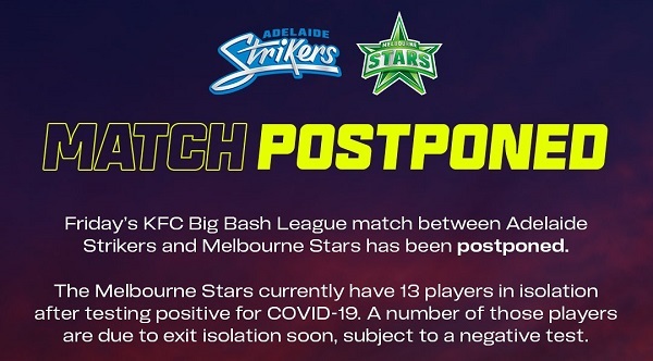 BBL 11 - Strikers vs Stars Clash Cancelled