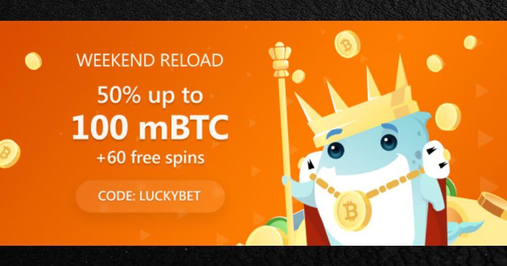 Upto 100 mBTC Weekend Reload Bonus From Bets.io!