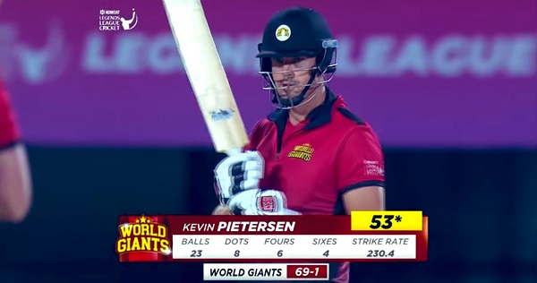 LLC T20 2022: Kevin Pietersen Hits 30 Runs in an Over