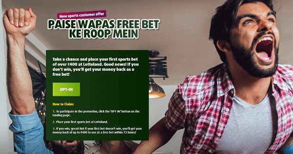 Get ₹400 Sports FREE BET on Lottoland India