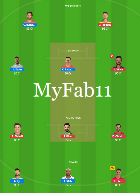 SCO vs SIX Dream11 Predictions - BBL 2021/22