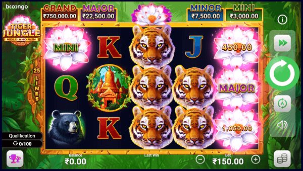 Tiger Jungle slots on Club Riches