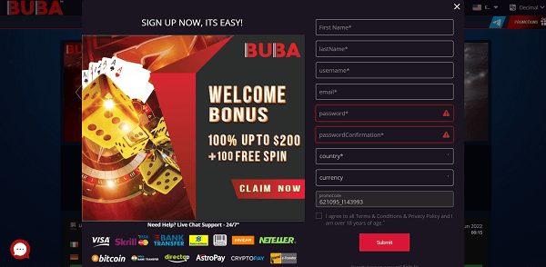 Buba Games registration process