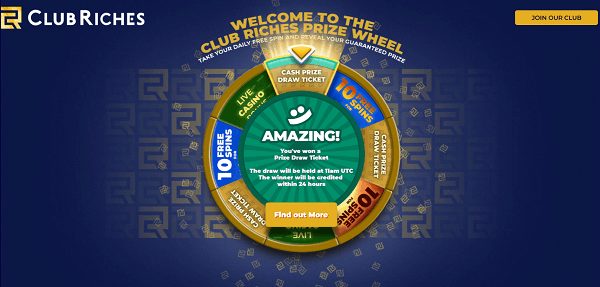 Prize Wheel on Club Riches