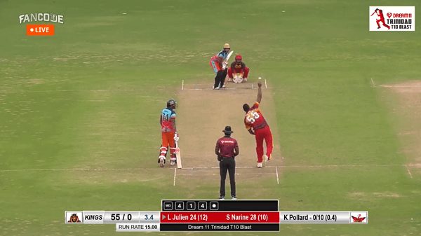 WATCH: Kieron Pollard Bowls Offspin, Takes Wicket