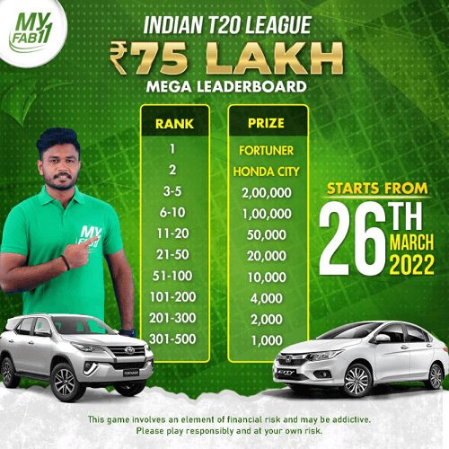 IPL 2022 - ₹75 Lakh Leaderboard on MyFab11
