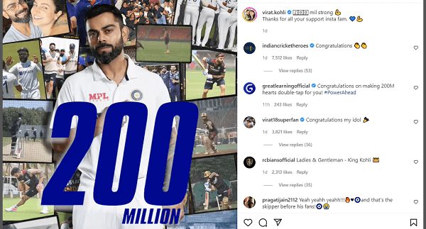 Virat Kohli Bergabung dengan 200 Juta Klub di Instagram
