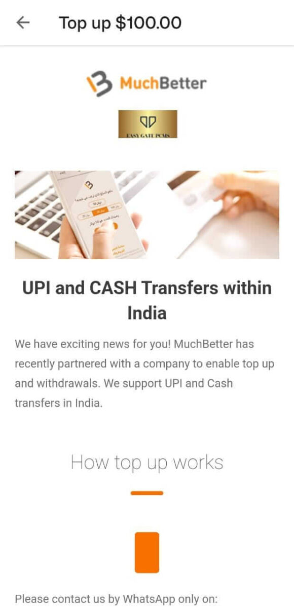 MuchBetter app deposit options - India