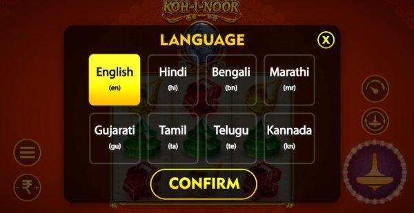 Kohinoor Casino game in 8 languages